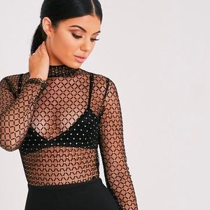 Pretty Little Thing Mesh Thong Body Suit